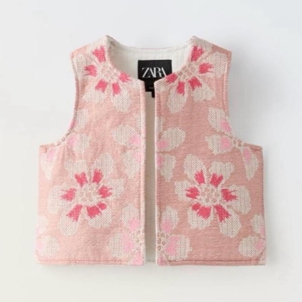 NWT ZARA Floral Jacquard Vest